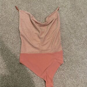 Windsor Pink Shimmer Cowl Neck Bodysuit